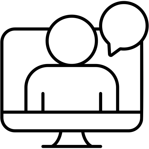 icon of a person on a laptop video chat